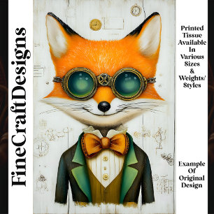 Papel De Seda Zorro Steampunk con gafas Chaqueta Corbata M3 Deco