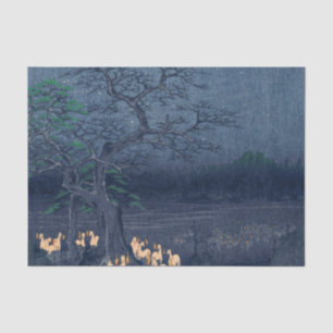 Papel De Seda Zorros en el santuario nocturno vintage arte ukiyo