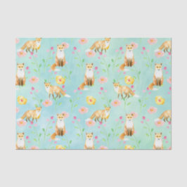 Papel De Seda Zorros y flores