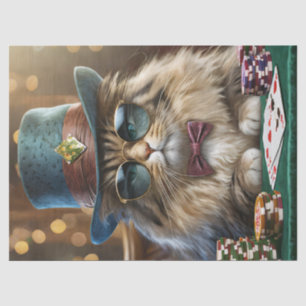 Papel De Seda ZZ Sombrero Alto, Gato Peludo Jugando Cartas