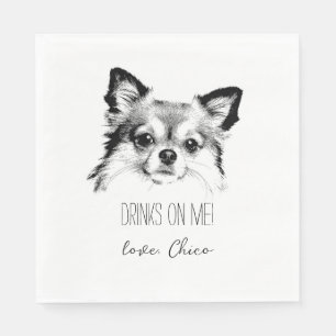 Papel de servilleta de boda de perro Chihuahua
