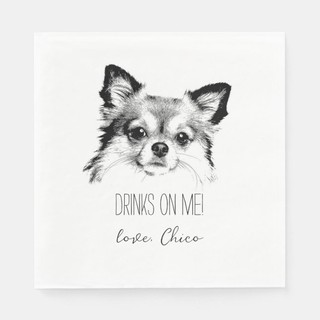 Papel de servilleta de boda de perro Chihuahua (Anverso)