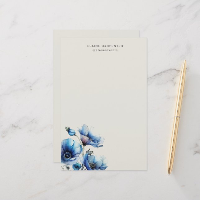 Papel de soldadura en monograma con amapola azul (Anverso/Reverso In Situ)
