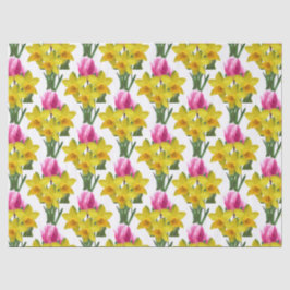 Papel de tapicería floral de primavera y tulipanes