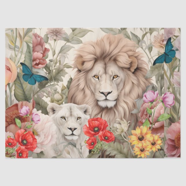 Papel de tapón con mango de león y flores de desva (Anverso)