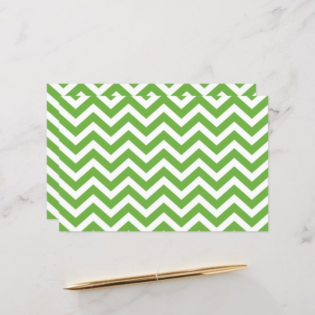 Papel de tarjeta de boda Chevron Verde Primavera y (Anverso/Reverso In Situ)