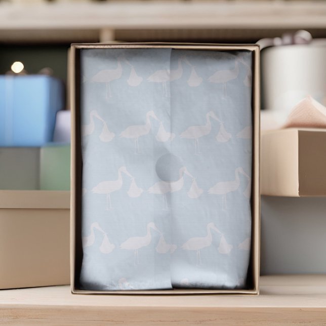 Papel de té azul de Stork Boy Baby Shower (Baby Shower Tissue Paper just for you)