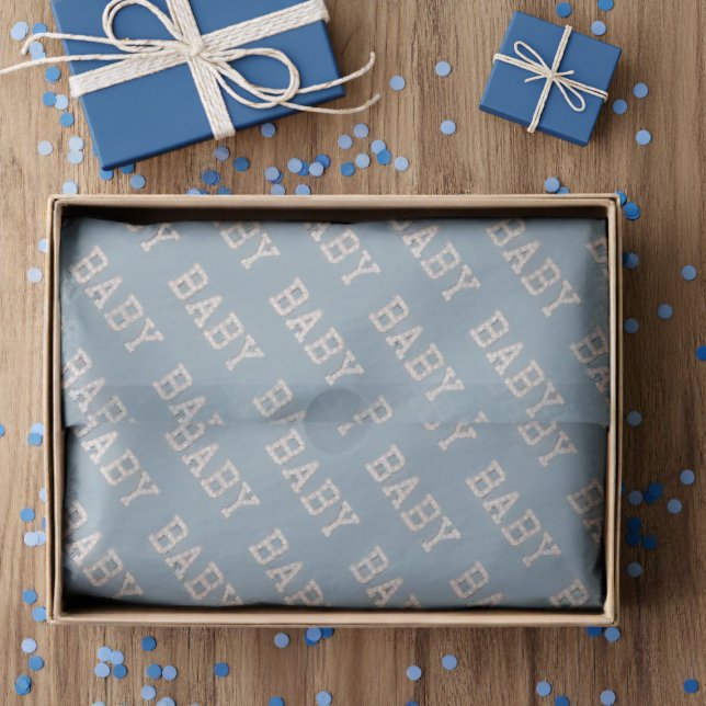 Papel de té azul turbio de Baby Shower (Blue baby shower tissue paper just for you)