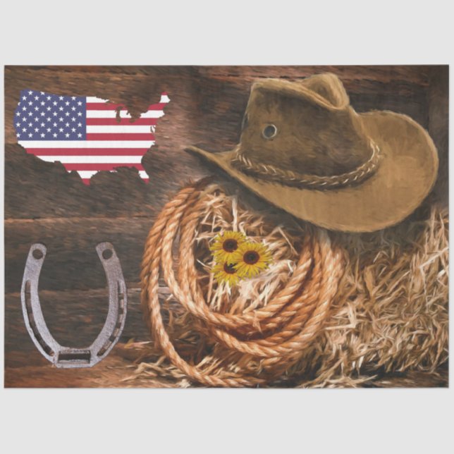 Papel de té Cowboy Gorra Lasso Horseshoe (Anverso)