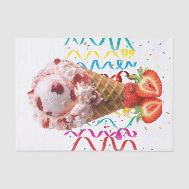 Papel de té de cumpleaños feliz Helado de fresa (Anverso)