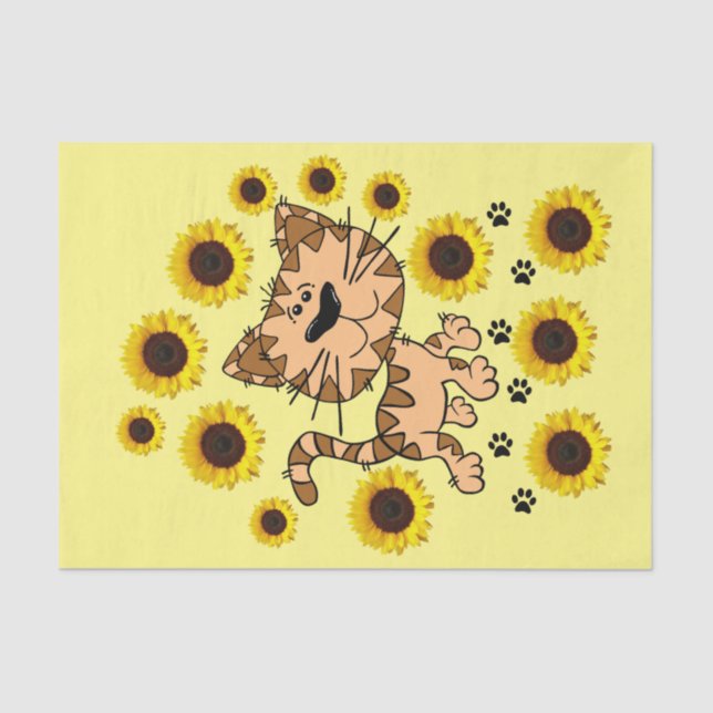 Papel de té de gato de girasol (Anverso)