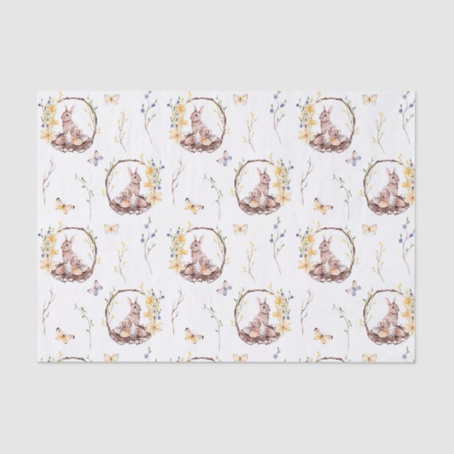 Papel de té de la canasta de conejo de Pascua (Anverso)