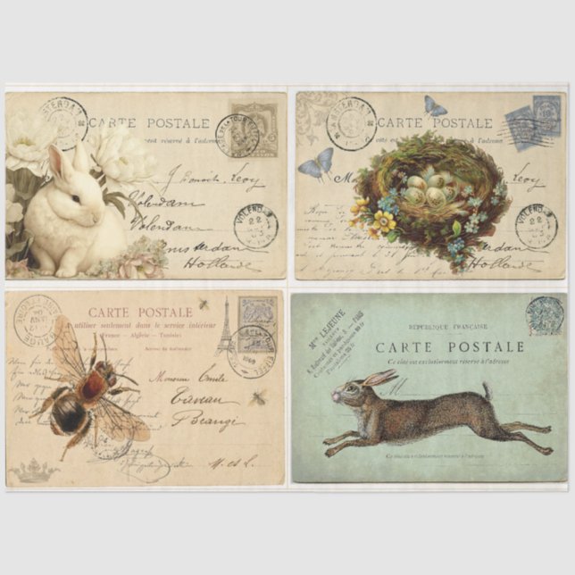 Papel de té de las tarjetas postales de París (Anverso)