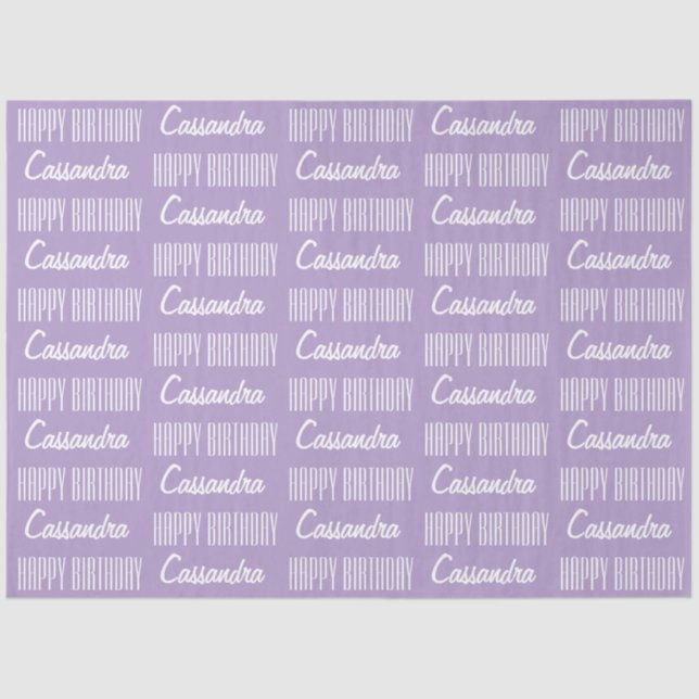 Papel de té de Lavender Happy Birday Name (Anverso)