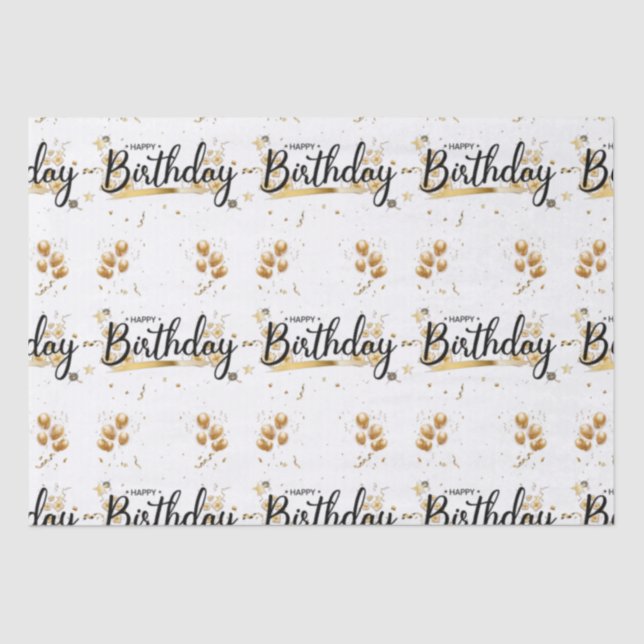 Papel de té de oro feliz cumpleaños (Anverso)