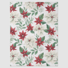 Papel de té de vacaciones de Poinsettia rojo y mar