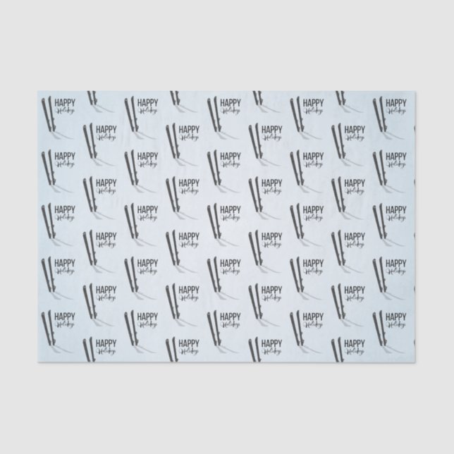 Papel de té de vacaciones felices para esquiar en  (Anverso)