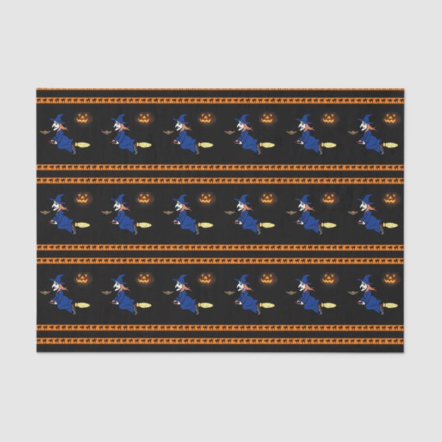 Papel de té feliz de Halloween, bruja (Anverso)