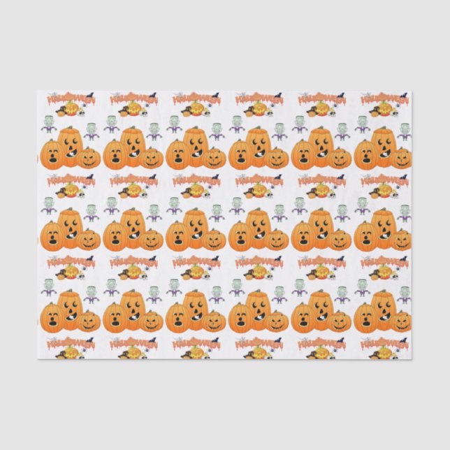 Papel de té feliz de Halloween, calabaza (Anverso)