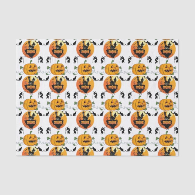 Papel de té feliz de Halloween, calabaza (Anverso)