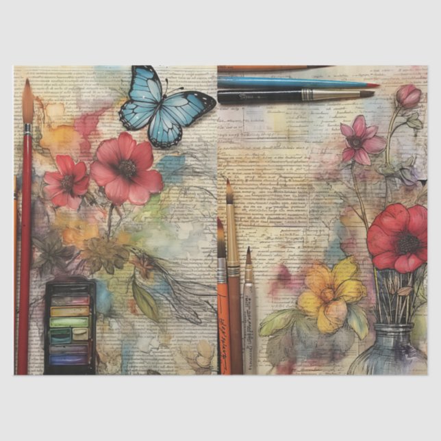 Papel de té floral inspirado en artes y artesanías (Anverso)