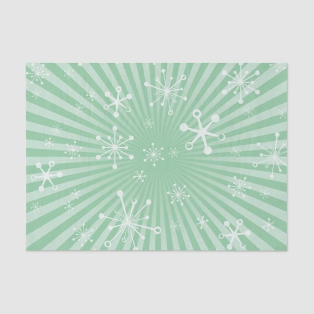 Papel de té ligero verde moderno con copos de niev (Anverso)