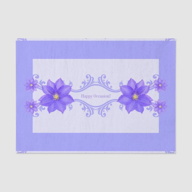 Papel de té morado clematis feliz ocasión (Anverso)
