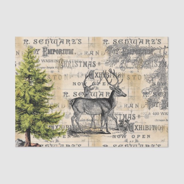 Papel de té navideño de venado de Woodland (Anverso)