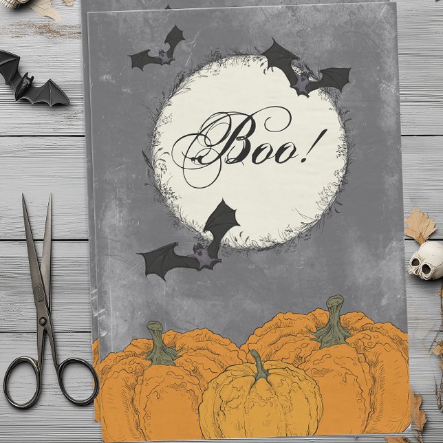 Papel de té negro y Naranja de Halloween (Gothic Halloween Tissue Paper for decoupage and gift wrapping)