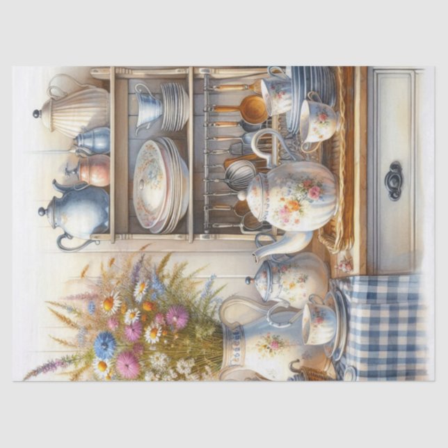 Papel de té para cafés y flores silvestres de gran (Anverso)