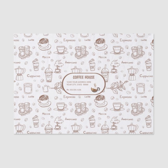 Papel de té personalizado del patrón de café moder (Anverso)