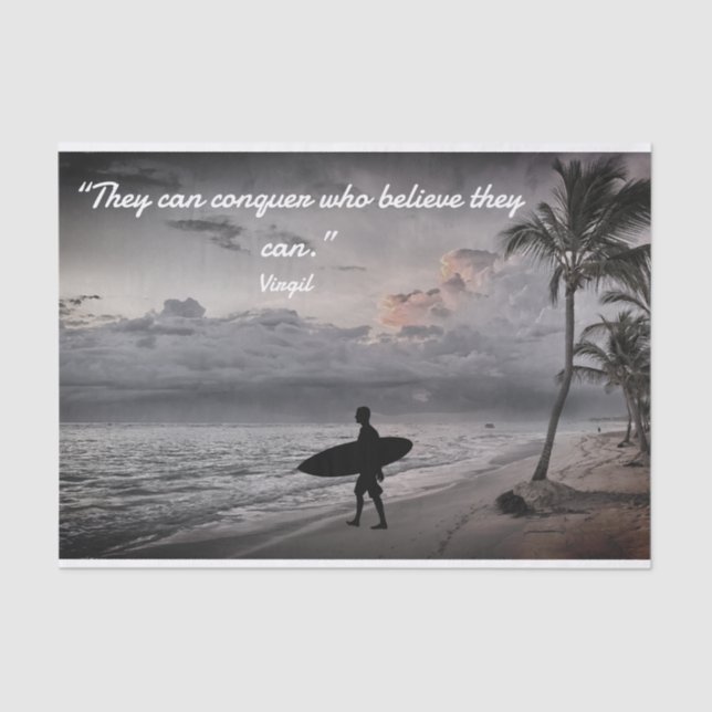 Papel de té regalo con surfista por océano (Anverso)