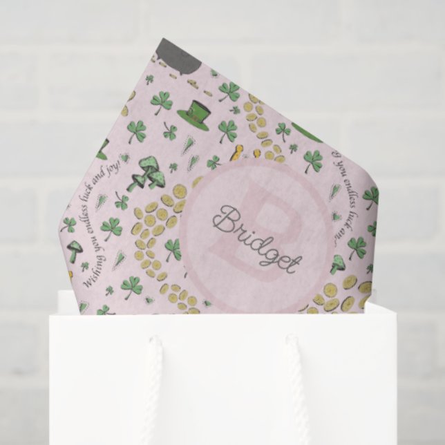 Papel de té rosado, curvo y curvado en San Patrici (Bolsa de regalo)