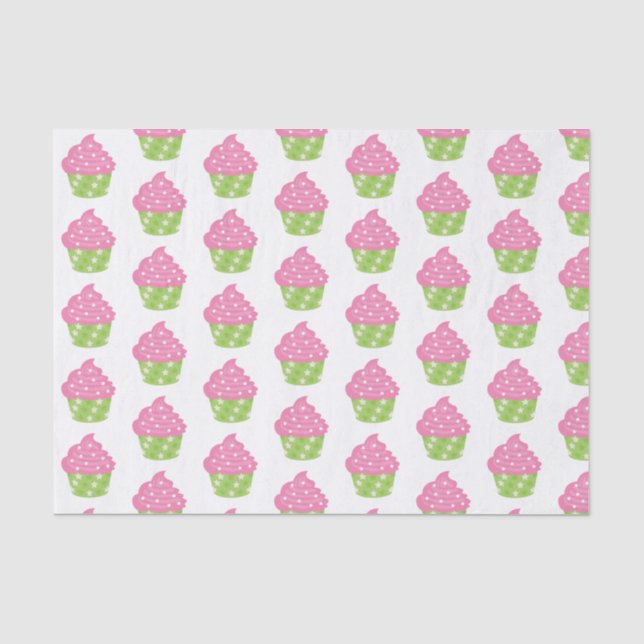 Papel de té rosado y verde para pasteles (Anverso)
