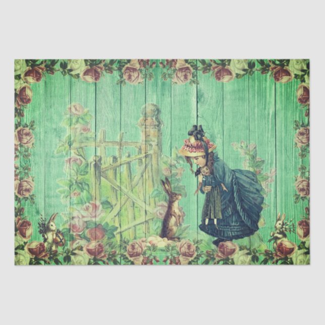 Papel de té vintage de Pascua feliz (Anverso)