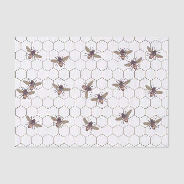 Papel de tejido afinado de abejas de miel ocupado (Anverso)