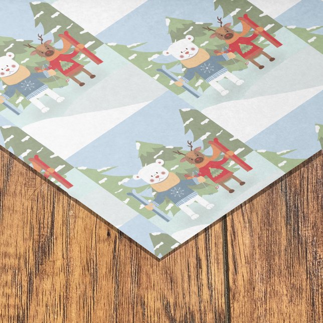 Papel de Tejido Azul del Patrón Polar de Oso y Ren (Subido por el creador)
