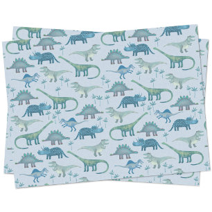 Papel de tejido azul patrón dinosaurio