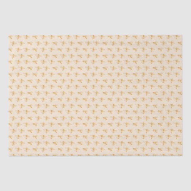 Papel de tejido blanco antiguo de abejas salvajes (Anverso)