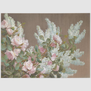 Papel de tejido blanco y rosa floral