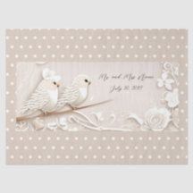 Papel de tejido boda de las aves amorosas elegante