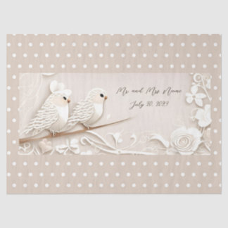 Papel de tejido boda de las aves amorosas elegante