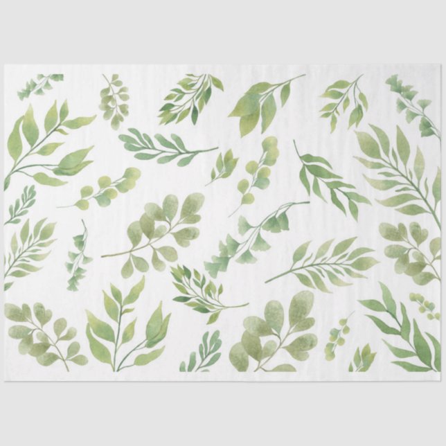 Papel de tejido botánico verde flotante (Anverso)