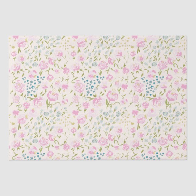 Papel de tejido celeste floral (Anverso)