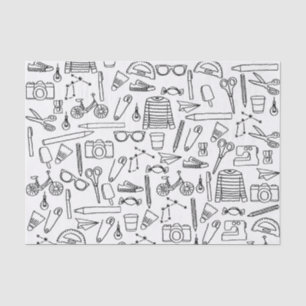 Papel de tejido con dibujos de Doodle mate