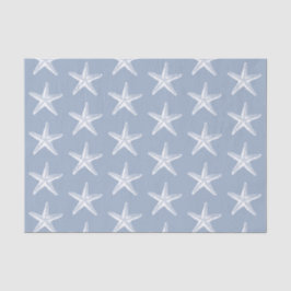Papel de tejido costero Starfish White Blue Beach