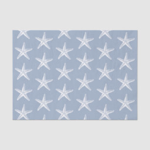 Papel de tejido costero Starfish White Blue Beach