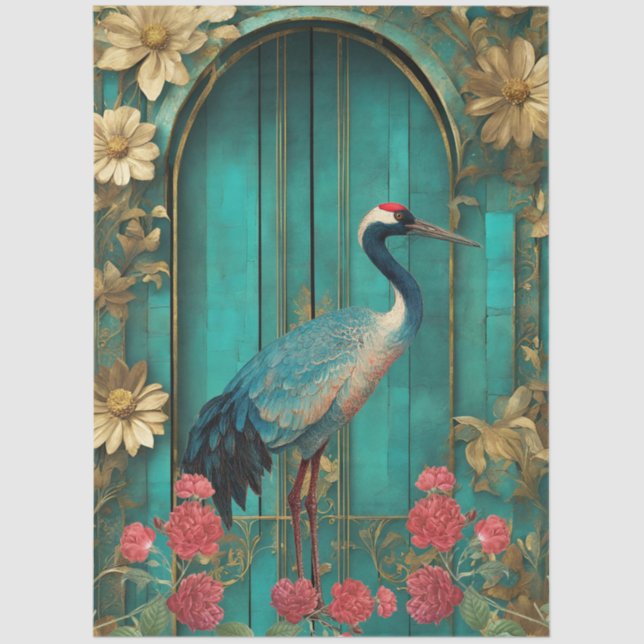 Papel de tejido de artesanía Verde azulada de gran (Anverso)