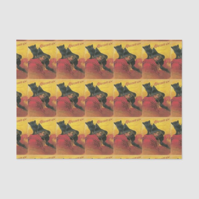 Papel De Tejido De Brujas Y Gatos Negros (Anverso)