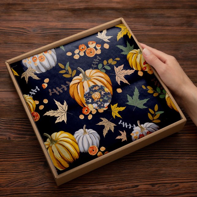 Papel de tejido de calabaza floral azul | Papel Te (Subido por el creador)